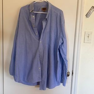 The foundry easy care to XLT button up shirt. Blue with white stripes.